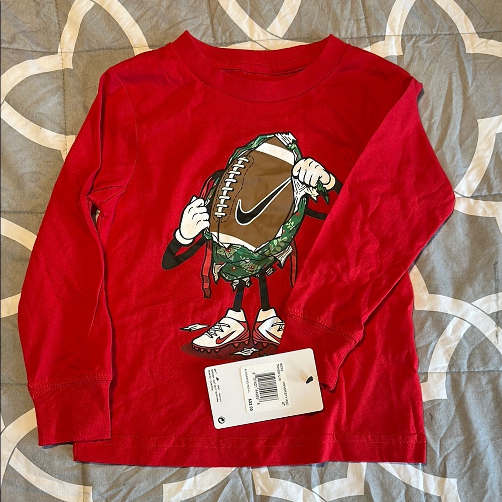 Nike Kids Red Graphic Long Sleeve Shirt